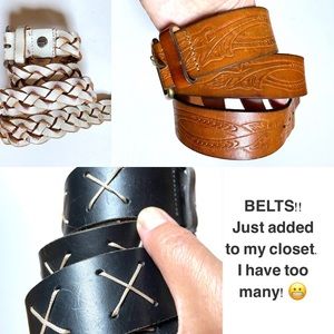 BELTS!!
Just added to my closet. 
I have too many! 😬